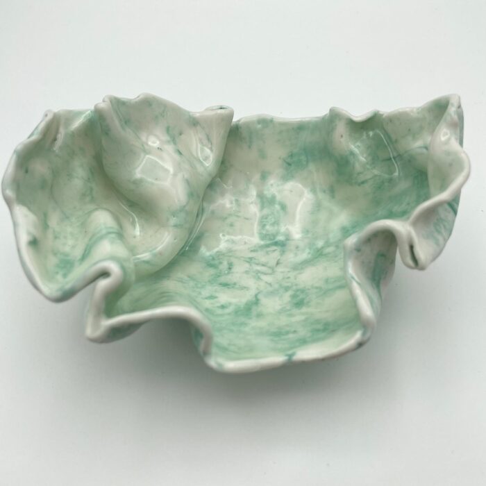 Marble green porcelain pinch pot